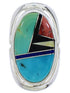 Southwest Silver Multicolor Inlay Ring Size 5 JX37660